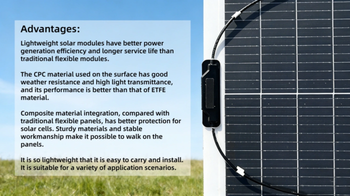 TOPCon-N-180W (1270*790*2mm) CPC Semi-Flexible Solar Panel - Image 2