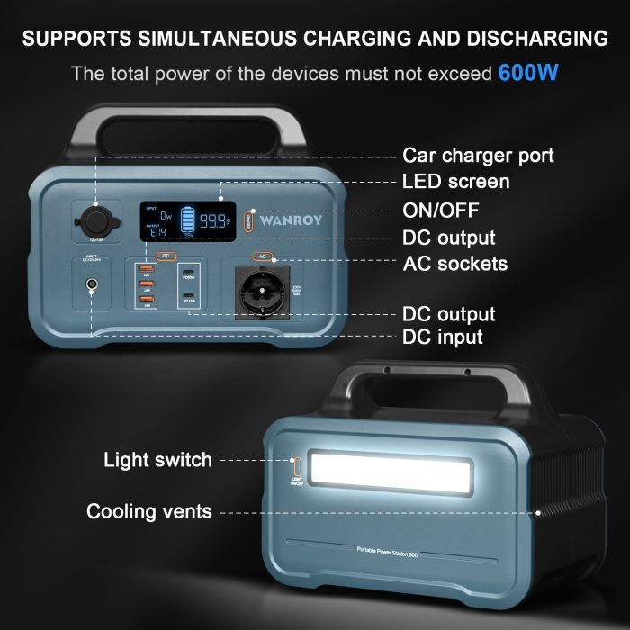 WANROY 600W/648Wh Portable Power Station - Image 2