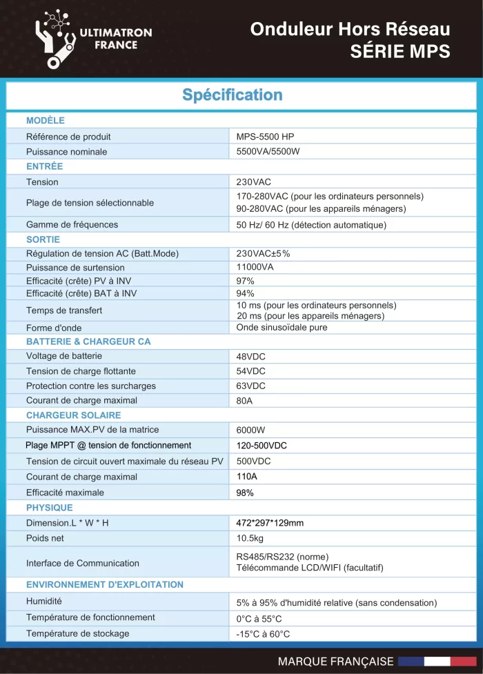 Fiche-technique-Onduleur-Hybride-5.5KW-Haute-Tension-MPS-5500-VP-ULTIMATRON-FR-2 Hybride 5.5KW Haute Tension-MPS-5500 - Image 3