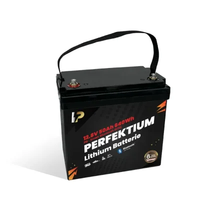 Perfektium PB SERIES Batterie au lithium LiFePO4 12,8V 50Ah Smart BMS avec Bluetooth