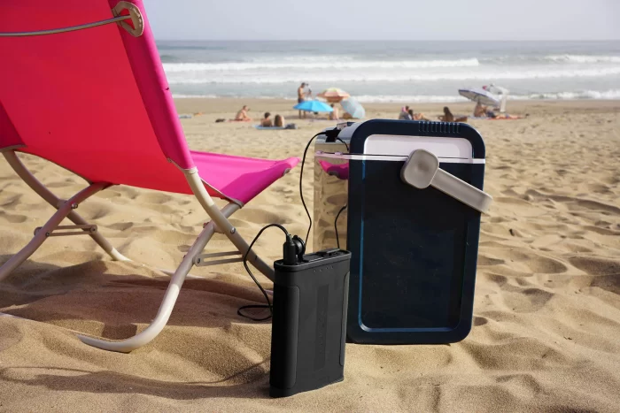 SUNBEAMsystem-selected-Smart-Power-Station-in-use-powering-via-12V-cig SMART POWER STATION INC. WATERPROOF 21W TOUGH FOLD SOLAR PANEL - Image 2